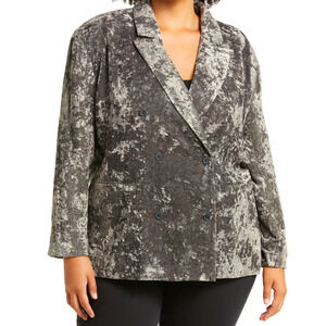Treasure & Bond Double Breasted Crushed Velvet Blazer Gray Size 2X